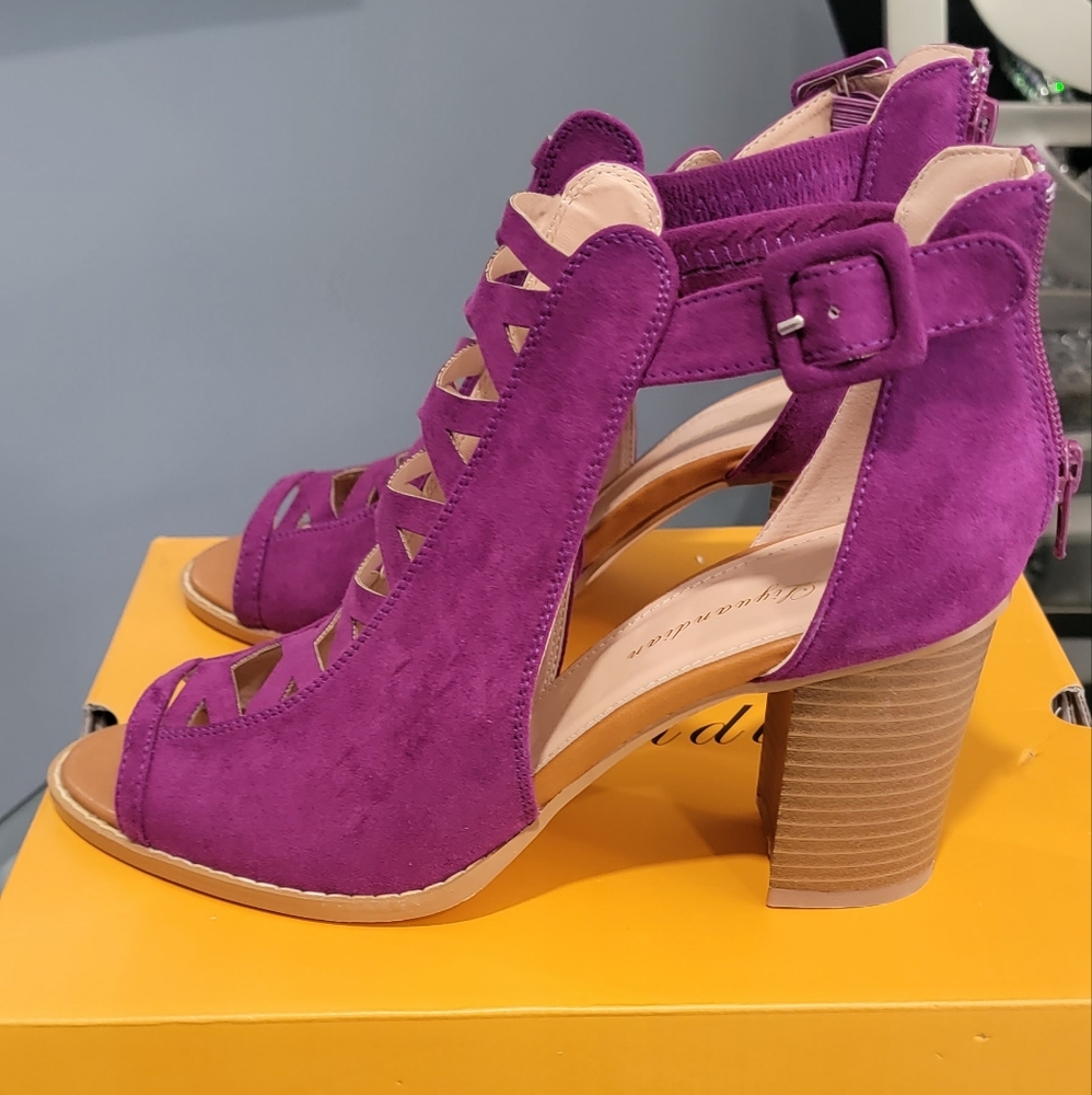 Women's platform open toe shoes. Violet - Picture 4 of 8